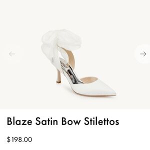 Badgley Mischka Blaze Satin Bow Stilettos White | Size 8